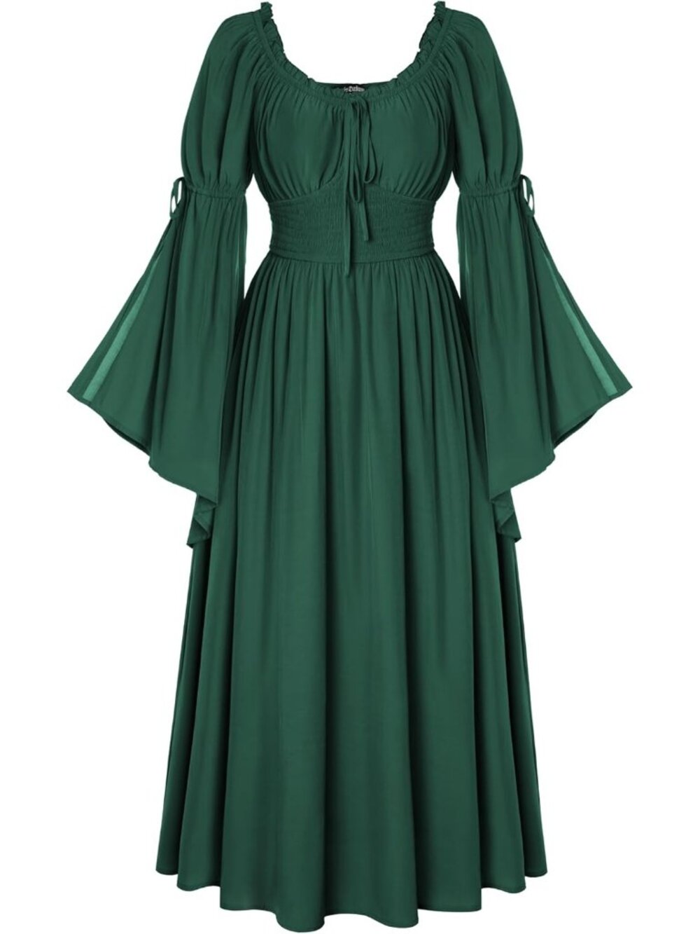 Women's Green Long Bell Sleeve Medieval Peasant Imported Costumes Dress